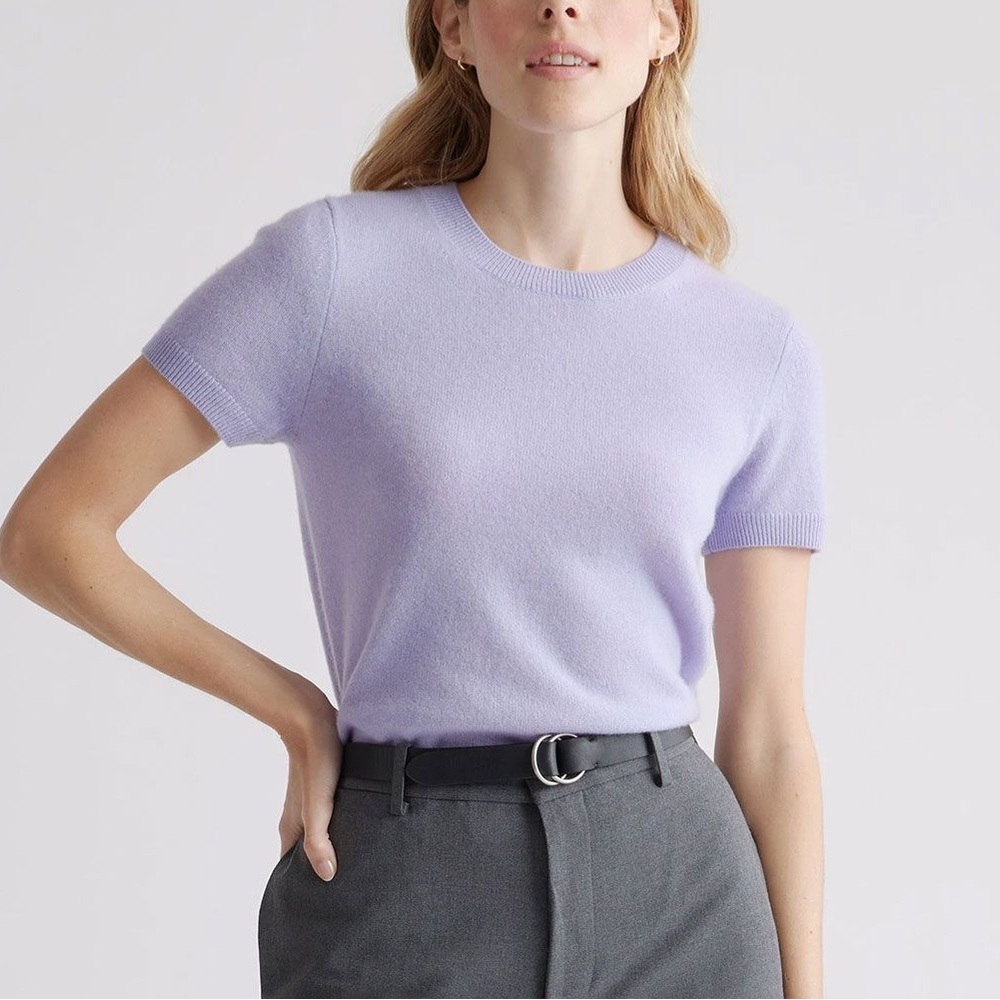 Quince Mongolian Cashmere Tee in Wisteria